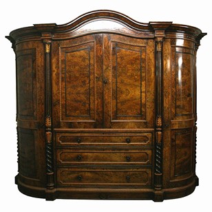 Ayton Castle Burr Walnut Wardrobe & Dressing Table